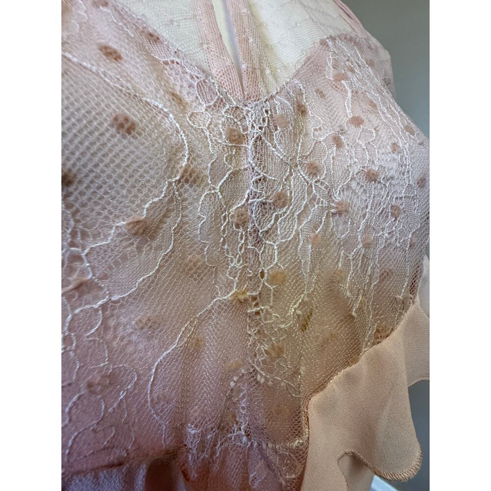 GUESS romantic lace and ruffled light pink long sleeve blouse womens large - Picture 6 of 11